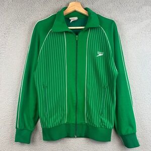 Vintage Speedo Mens Green Pinstripe Track Jacket Full Zip Small